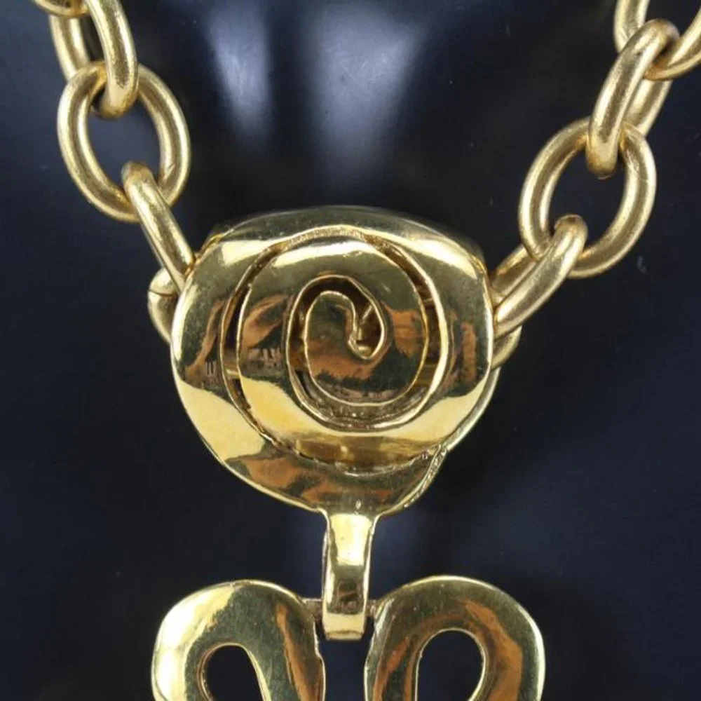 Chanel 95p 24k Gold Plated Jumbo CC Logo Clover Chain Necklace 35cc721s